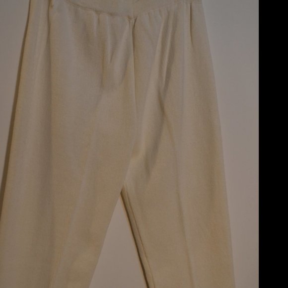BONNIE BOERER & COMPANY (R) Ramie-Cotton White Wool Knit Pants Women Stretchy S - Picture 5 of 10